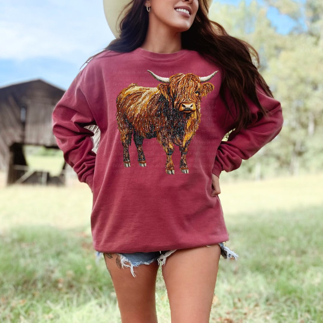 Faux Rhinestone Highland Sweatshirt