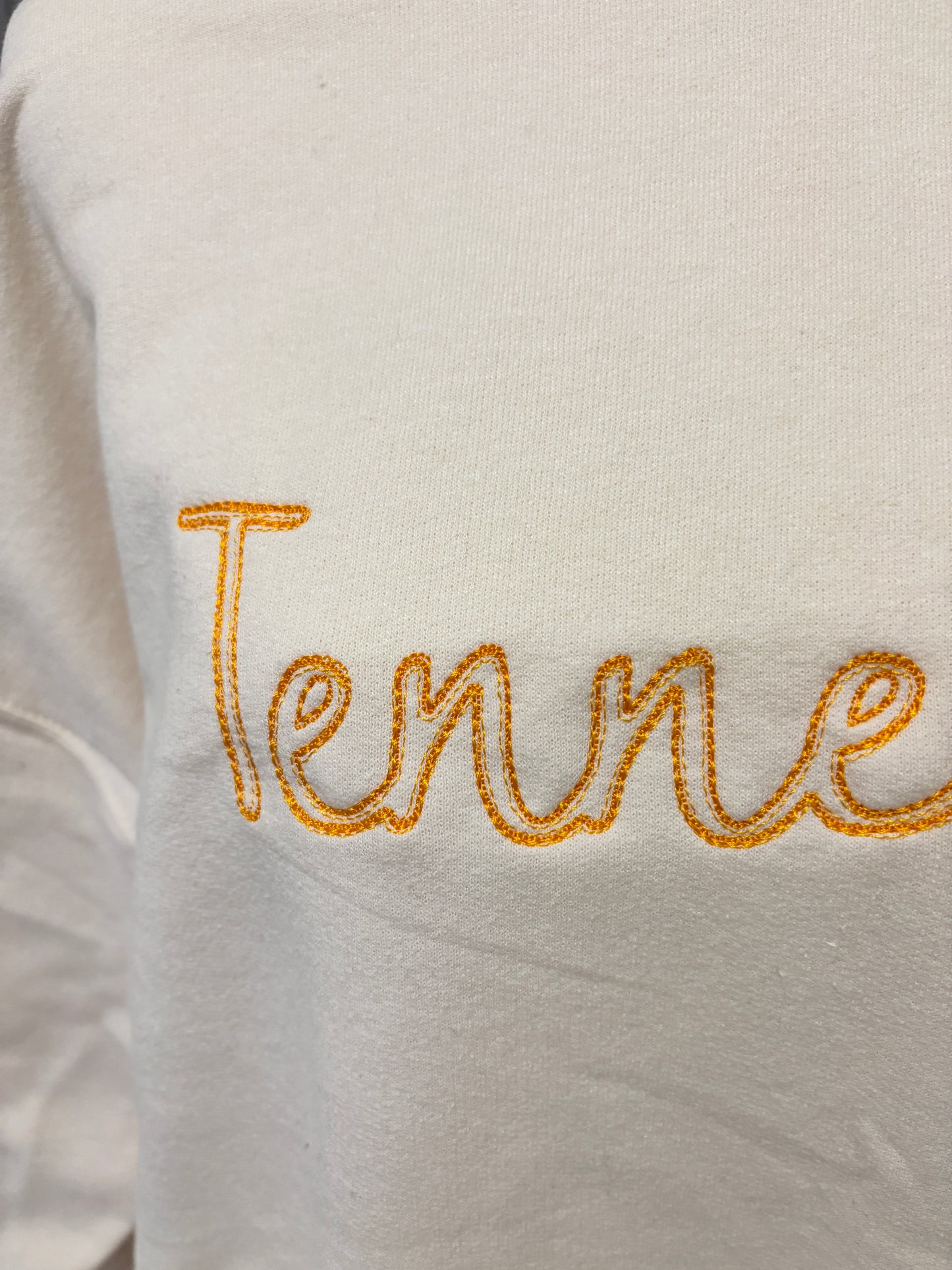 Tennessee Embroidered Sweatshirt – Cozy Cream Crewneck with Orange Script