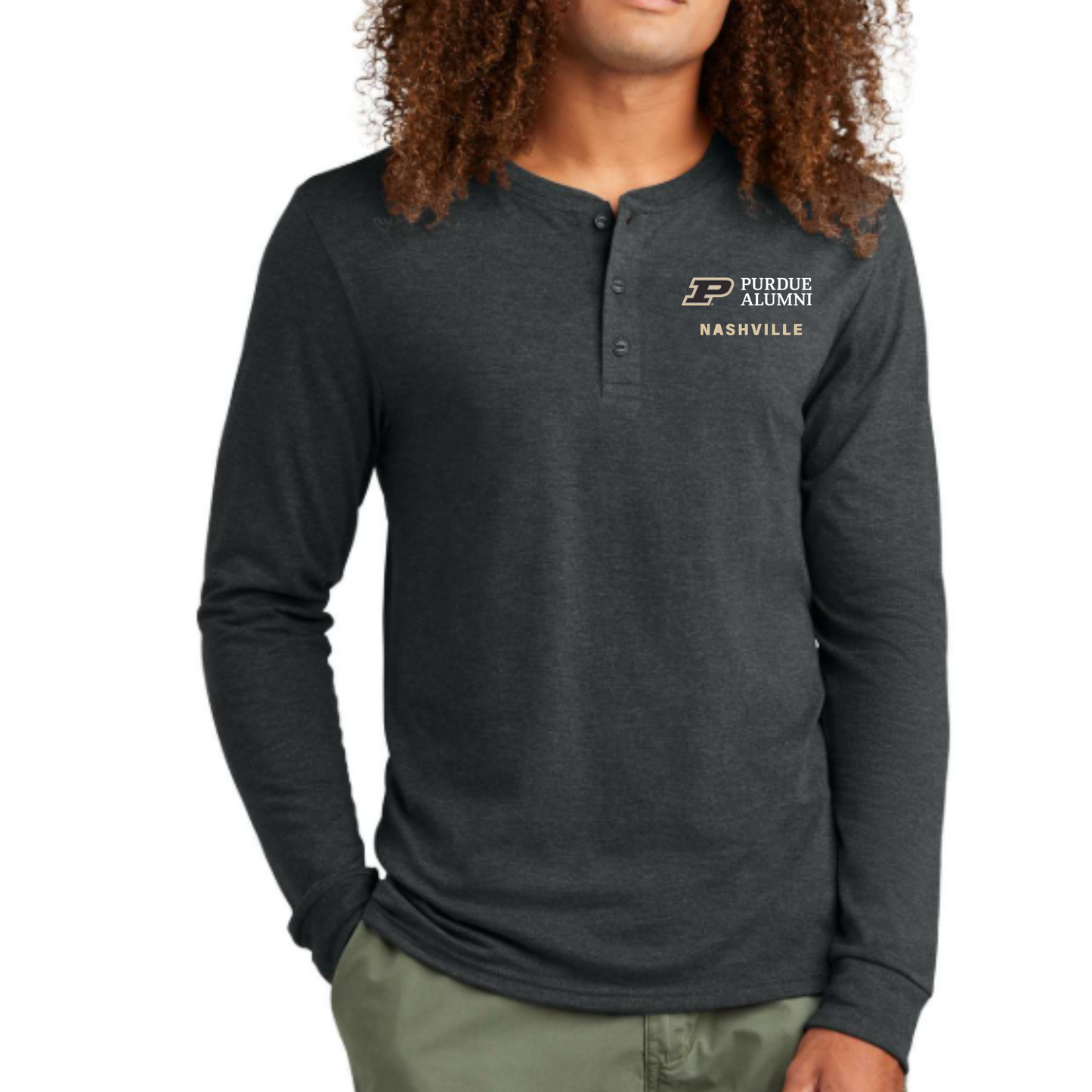 Heat Transfer Purdue University Alumni Nashville Chapter Henley Shirt