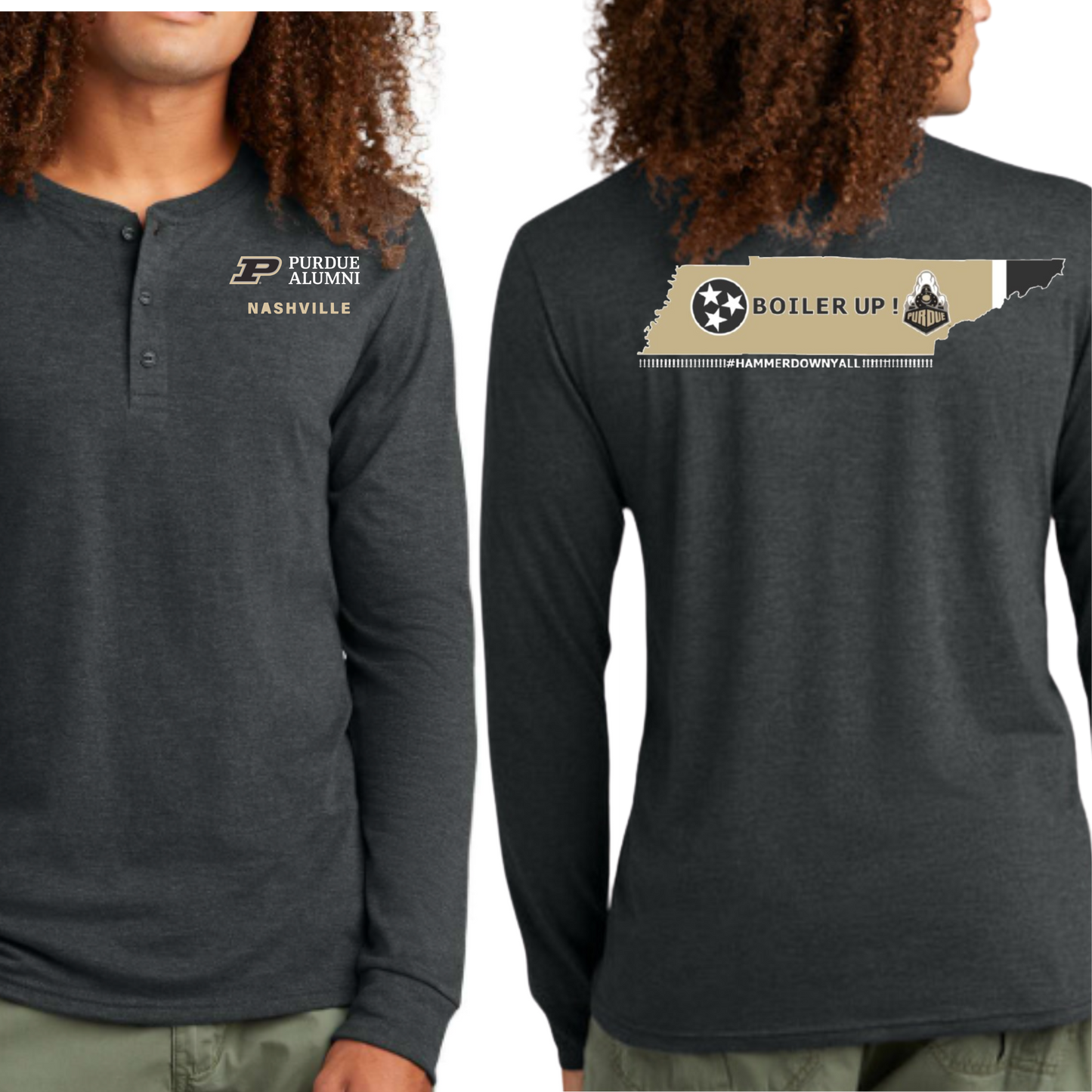 Heat Transfer Purdue University Alumni Nashville Chapter Henley Shirt
