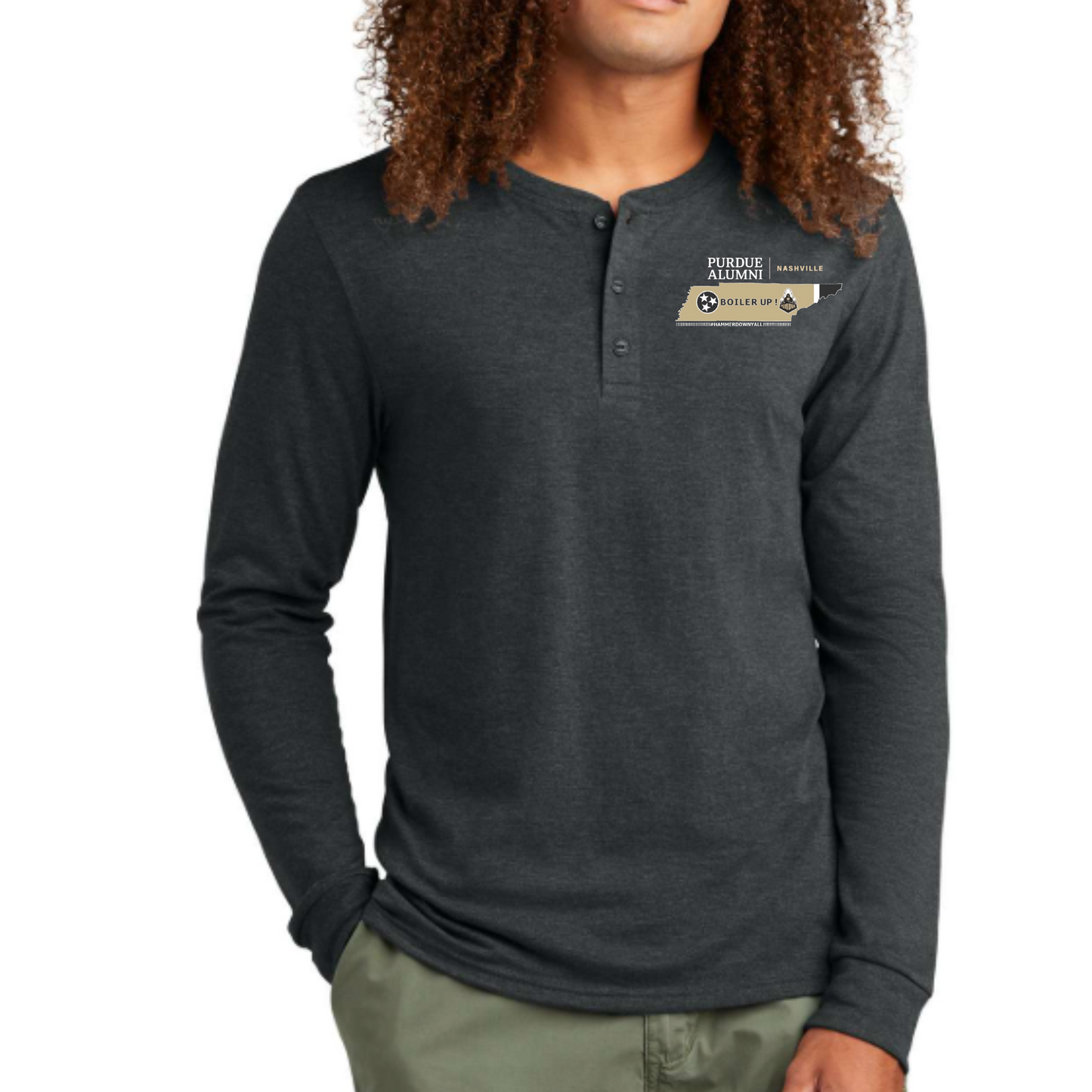 Embroidered Purdue University© Alumni Nashville (State Logo) Henley Shirt