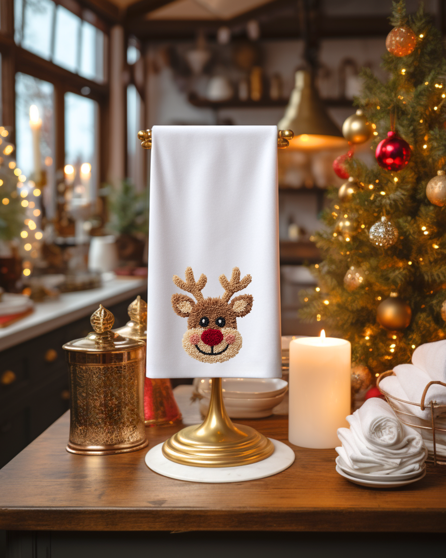 Rudy the Reindeer Holiday Kitchen Towel