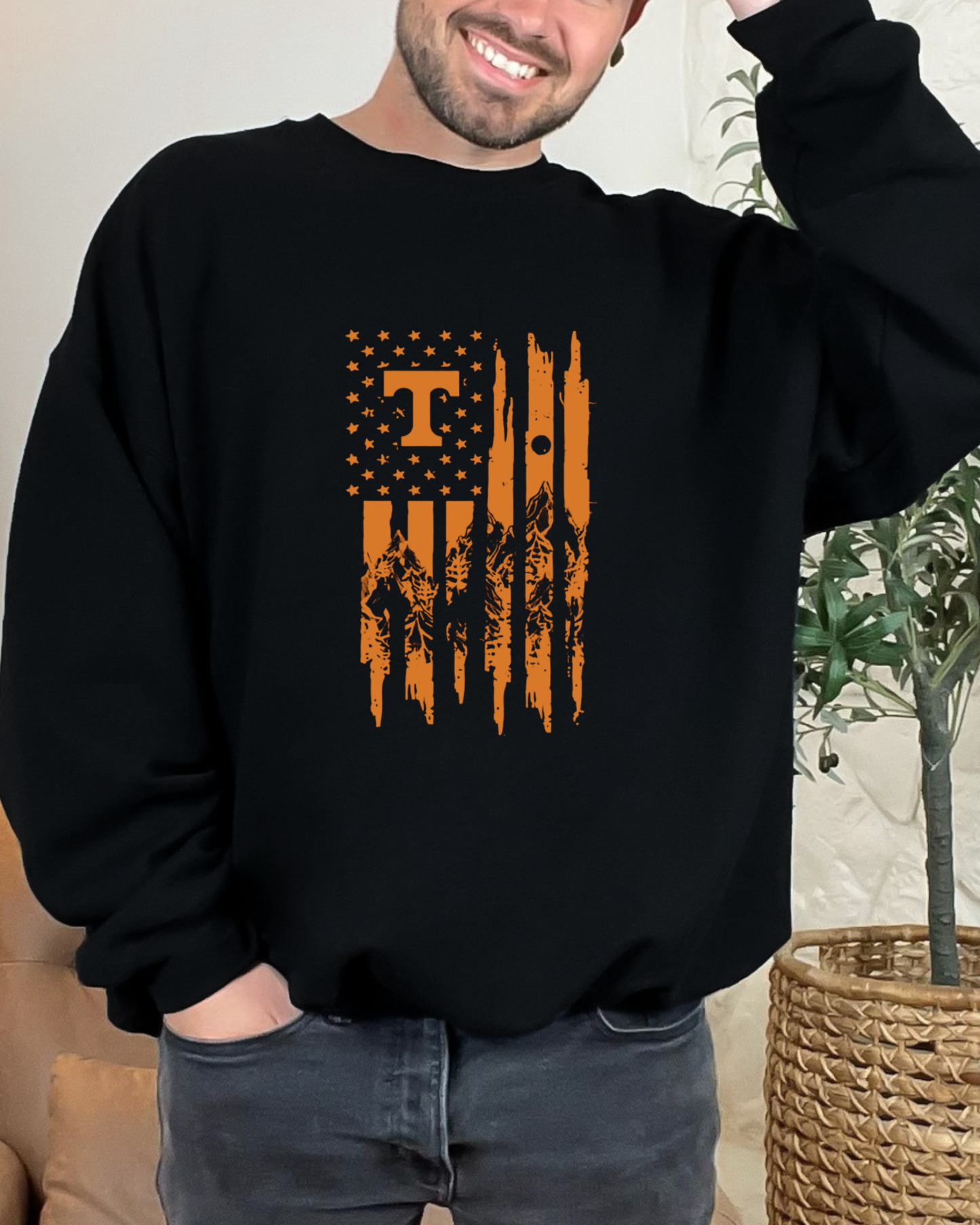 🧡 Tennessee Mountains Flag Sweatshirt | Smoky Mountain Pride Crewneck