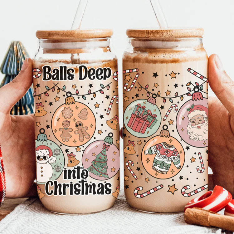 Balls Deep Into Christmas 17oz Libby Glass
