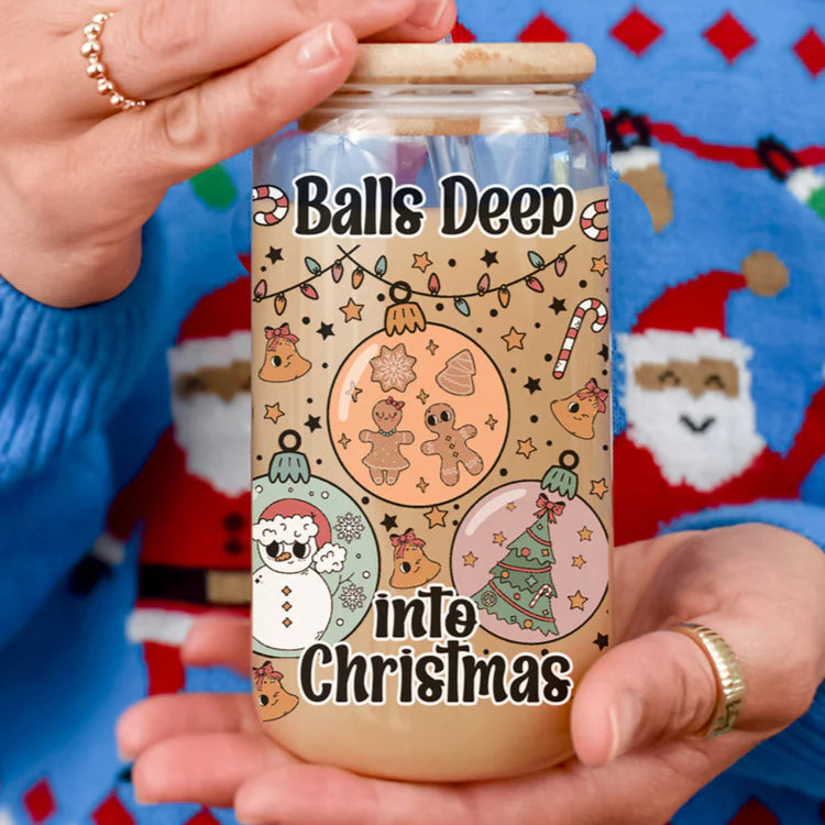 Balls Deep Into Christmas 17oz Libby Glass