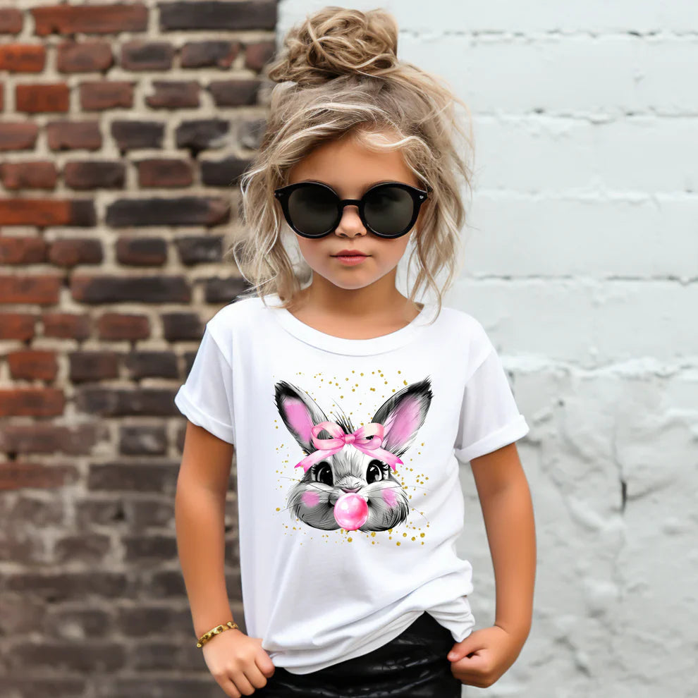 Bunny Bubble Glimmer White Youth T-Shirt