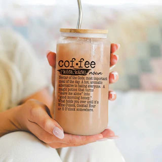 Coffee Definition 17OZ Libby Glass with Lid and Straw
