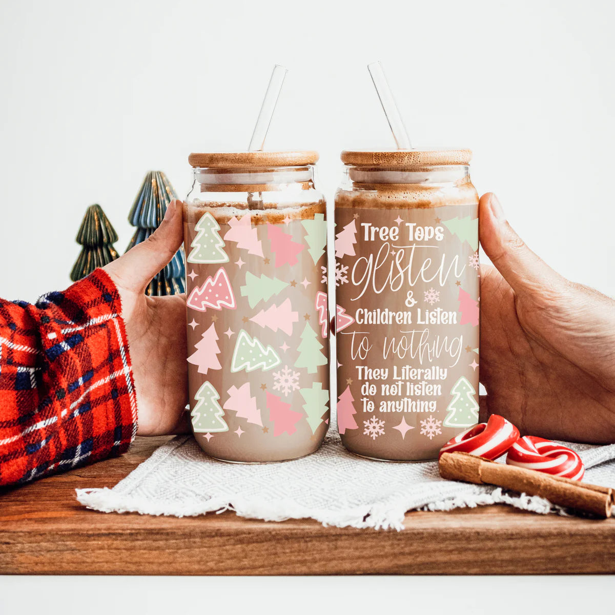 Tree Tops Glisten 17oz Libby Glass with Bamboo Lid