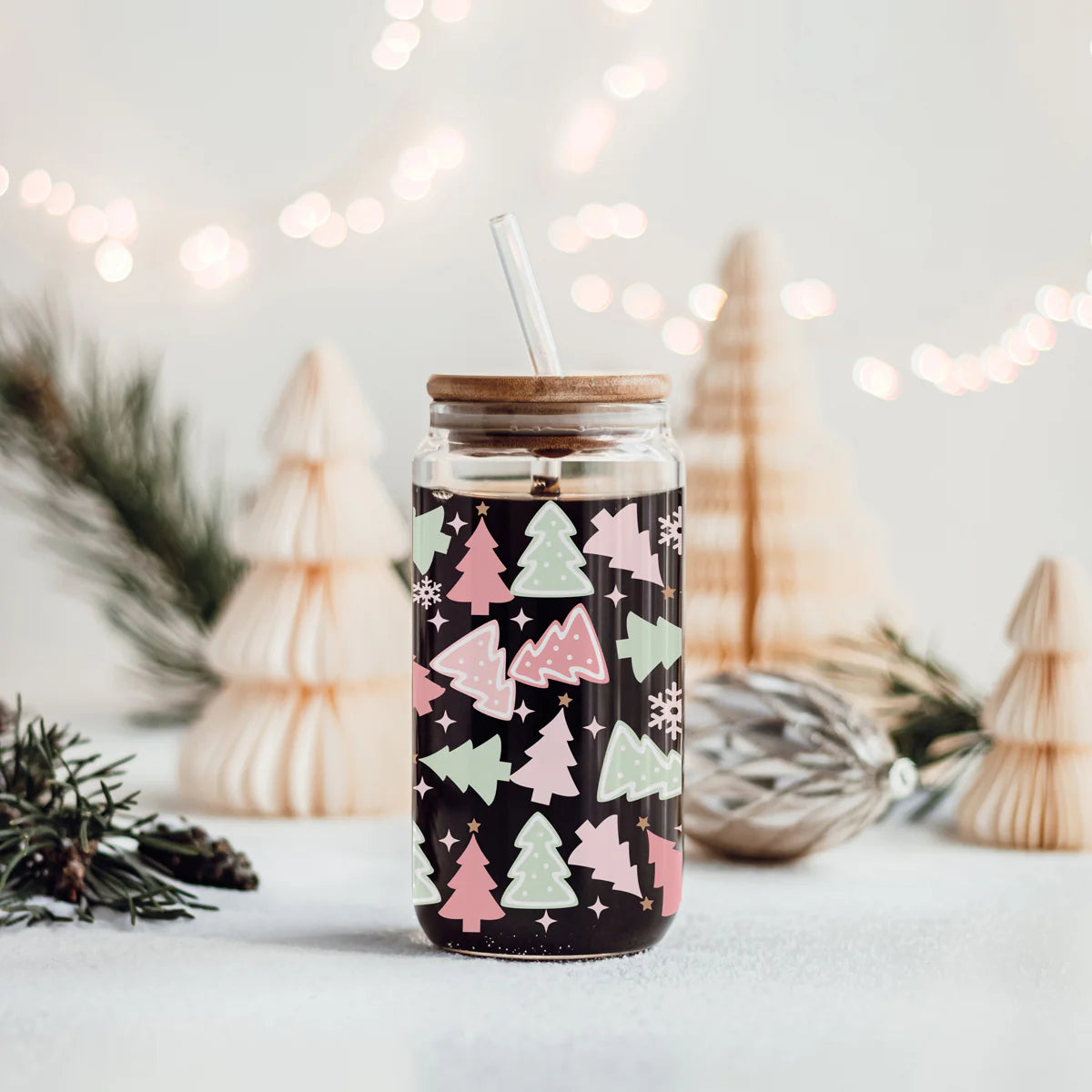 Tree Tops Glisten 17oz Libby Glass with Bamboo Lid