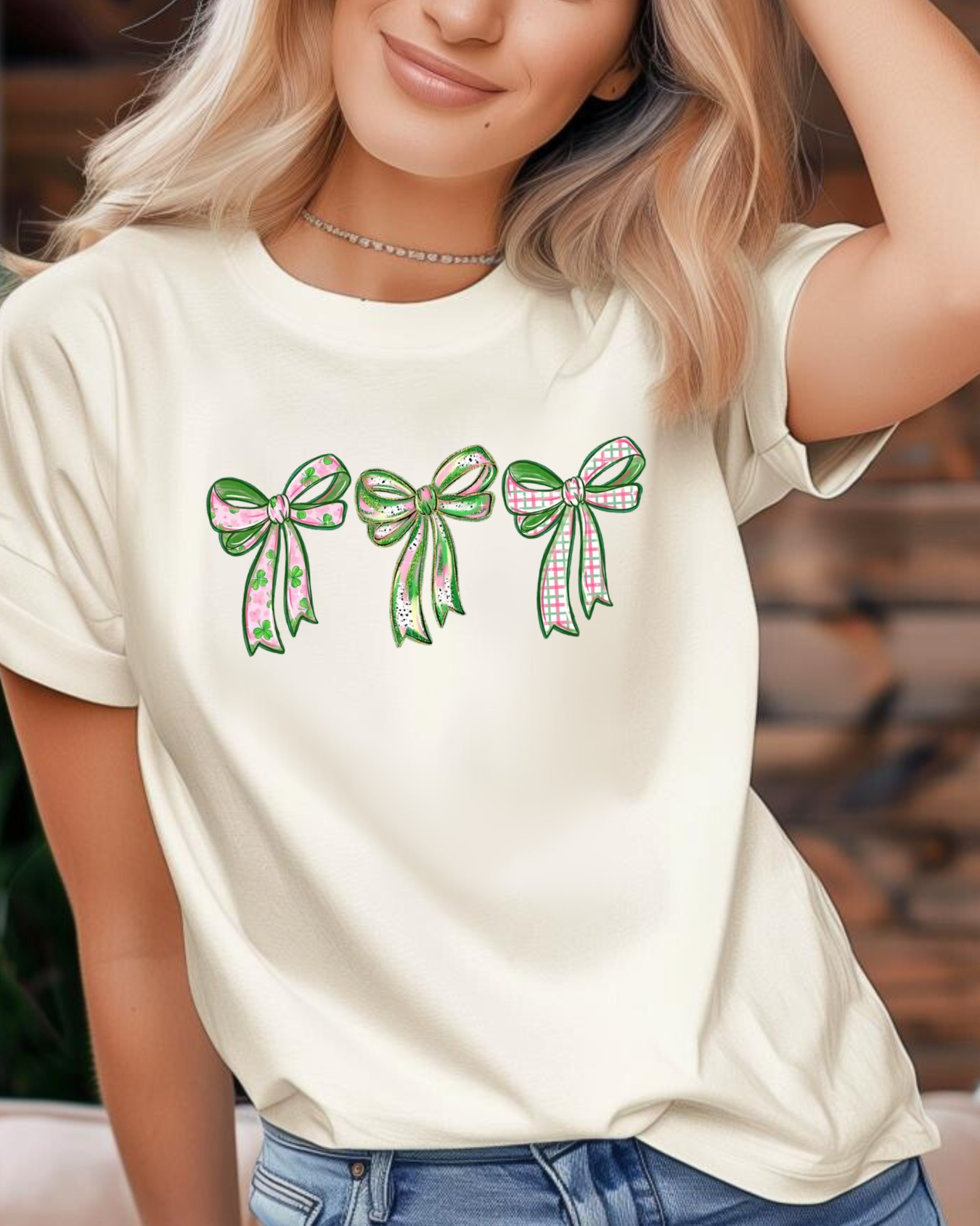 Triple Bow Shamrock Tee – St. Patrick’s Day Graphic Shirt