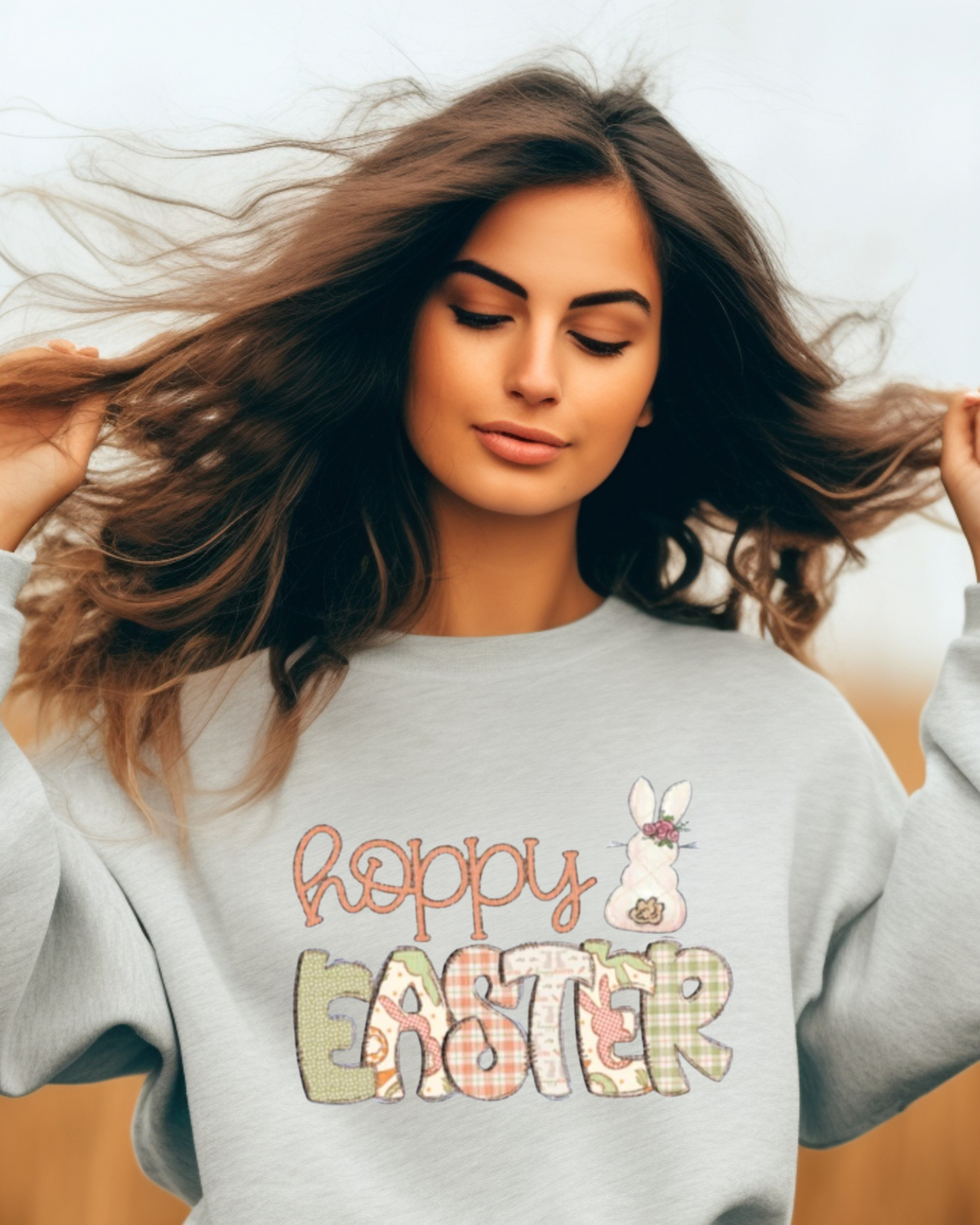 Hoppy Easter Patchwork Bunny Sweatshirt