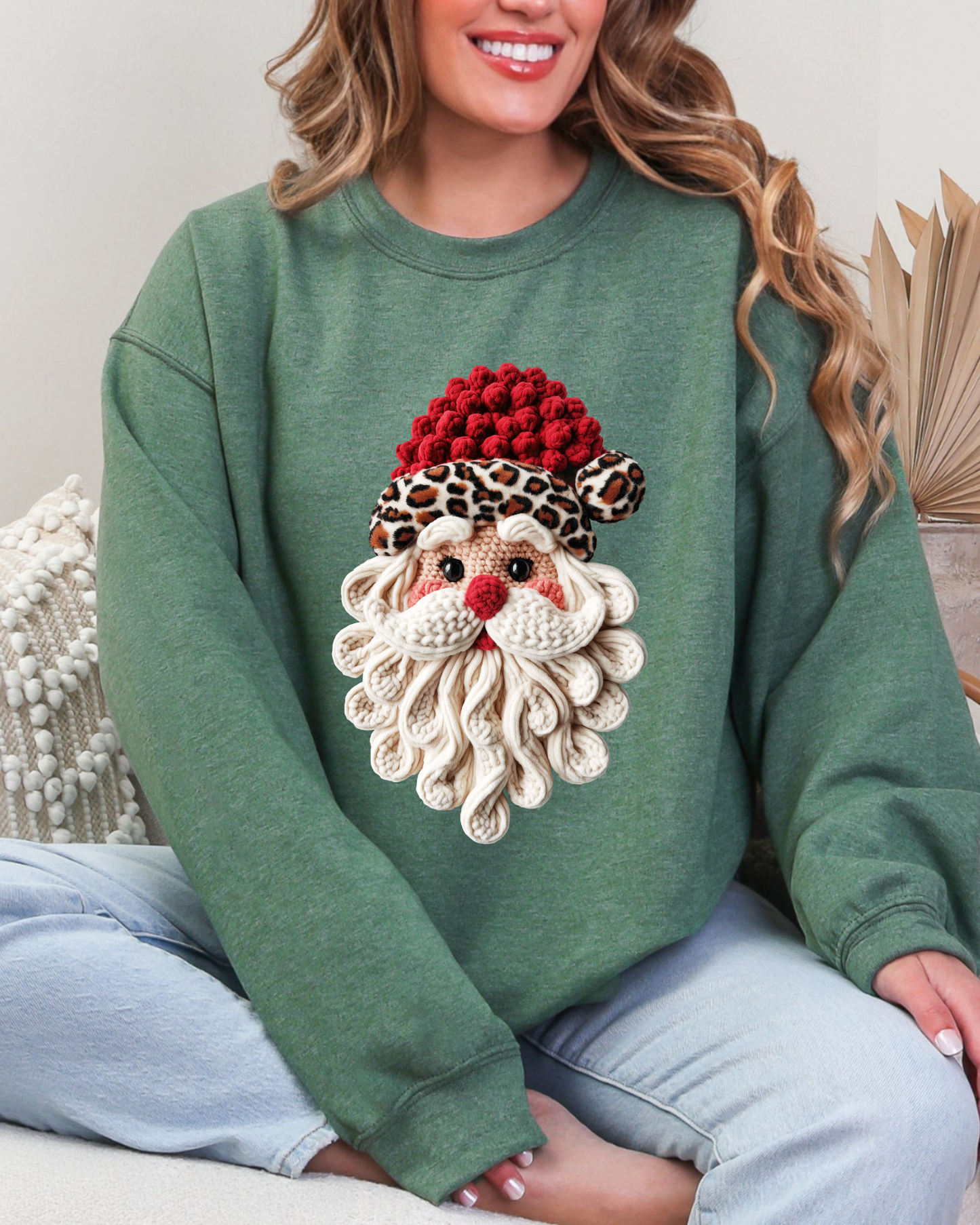 π
Leopard Pom Knit Santa Sweatshirt
