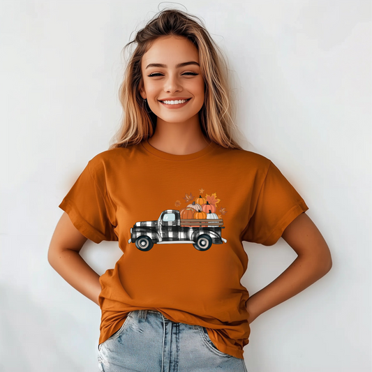 Fall Black White Farm Truck T-Shirt