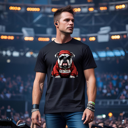 Georgia Bulldog Beanie Graphic Tee – Cool Bulldog in Beanie & Shades (Unisex)