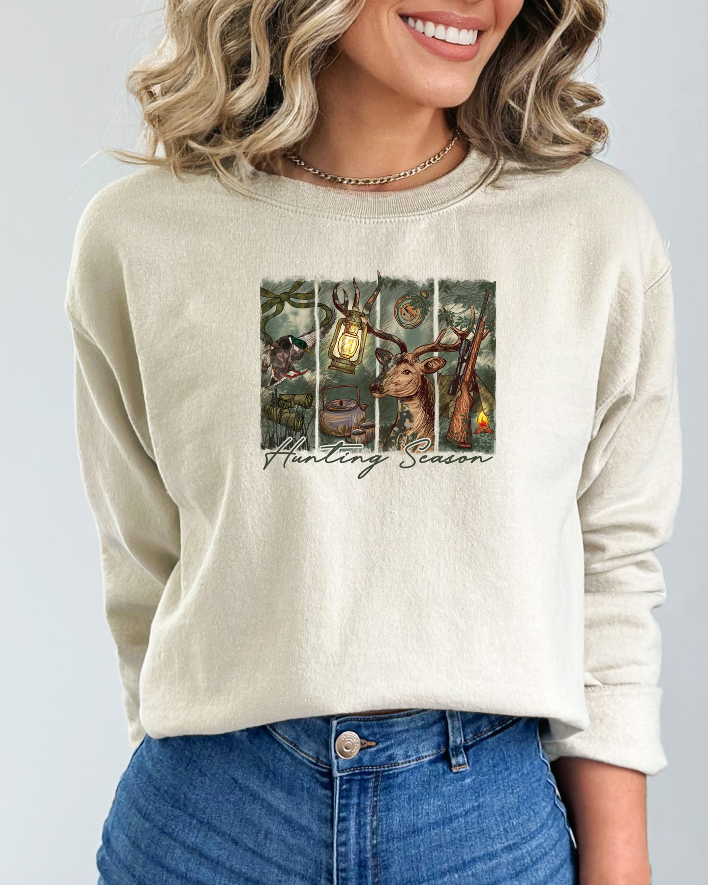 🦌 “Hunting Season” Outdoor Scene Sweatshirt | Rustic Fall Crewneck