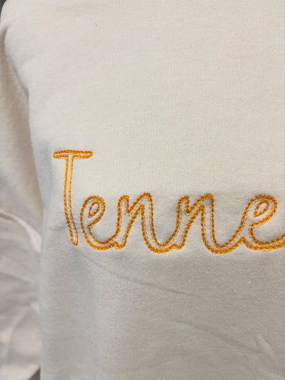 Tennessee Embroidered Sweatshirt – Cozy Cream Crewneck with Orange Script