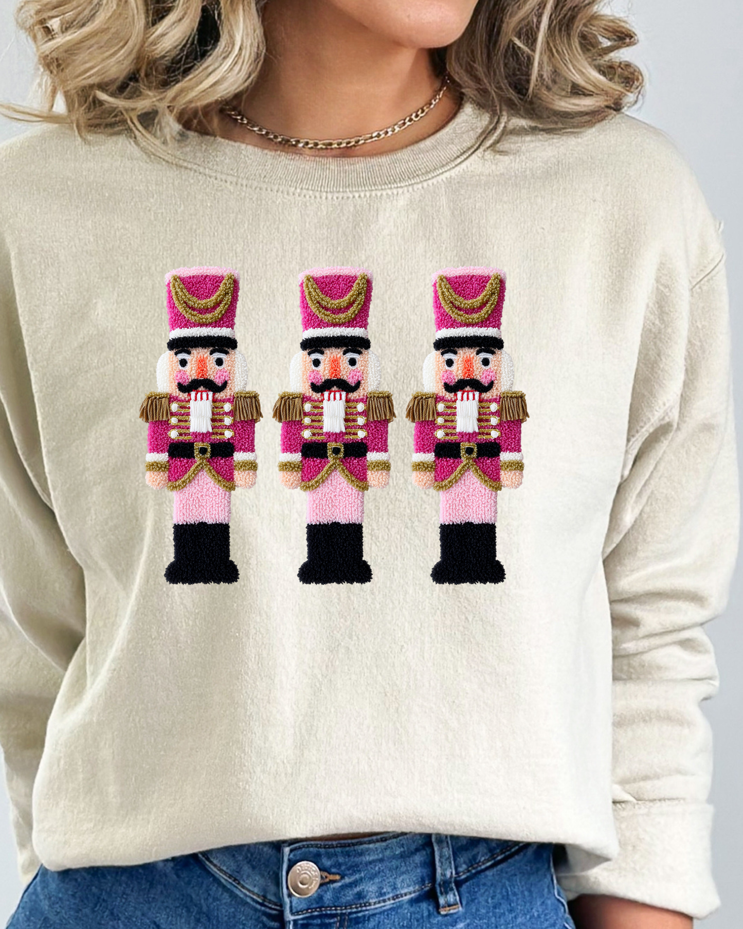 🎀 “Pink Nutcracker Trio” Holiday Sweatshirt | Ballet-Inspired Christmas Crewneck