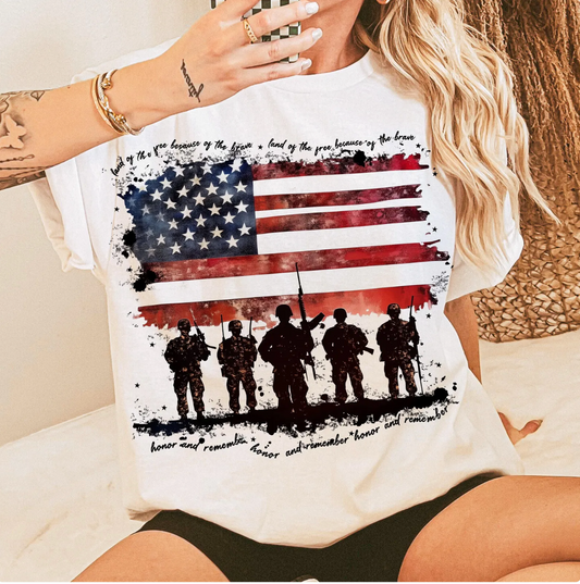 Honor & Remember Patriotic Graphic Tee – American Flag Tribute Shirt