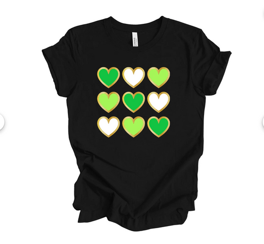 Green Glitter Hearts T-Shirt