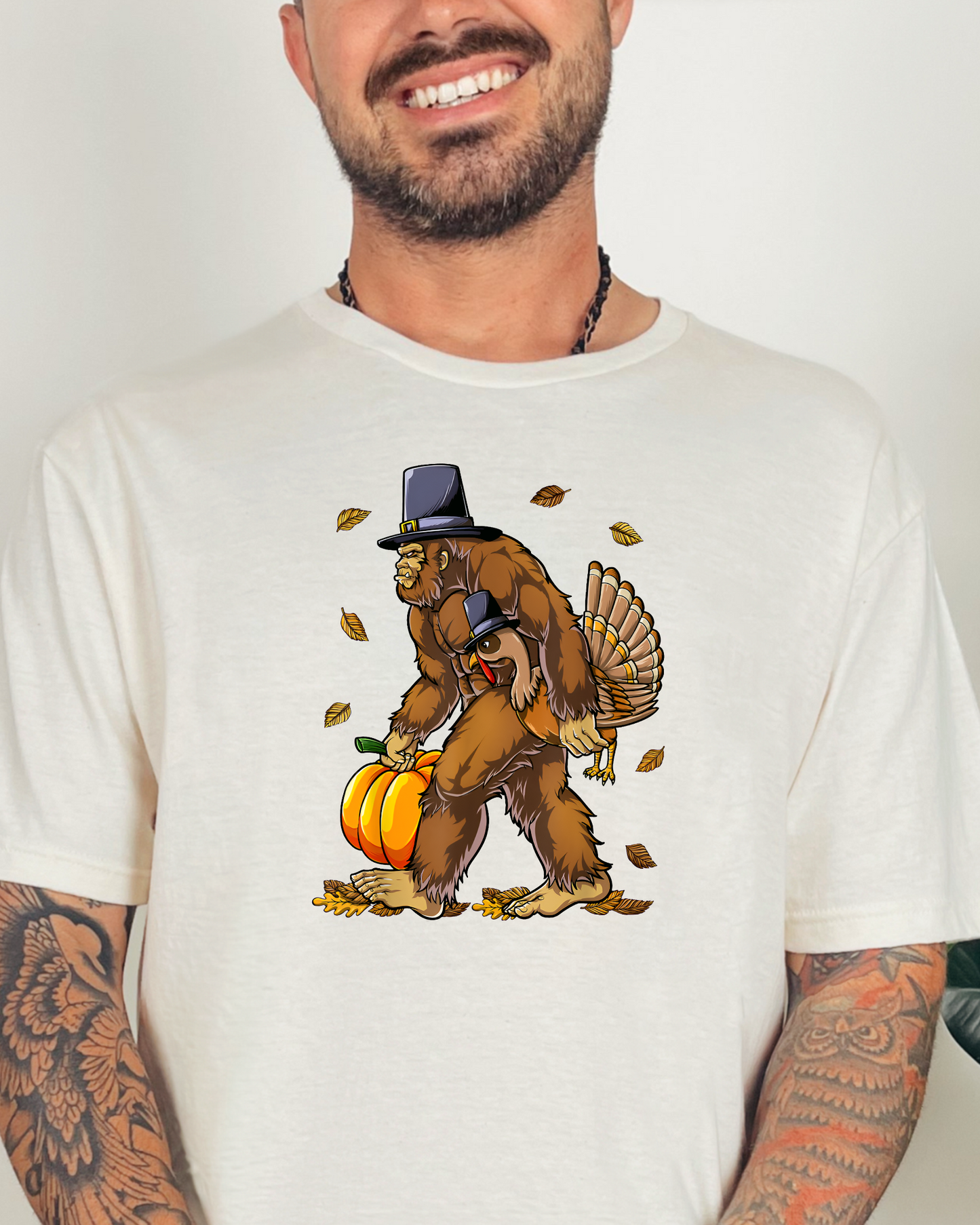 🦃 “Thankful Bigfoot” Thanksgiving Tee | Funny Fall Graphic T-Shirt