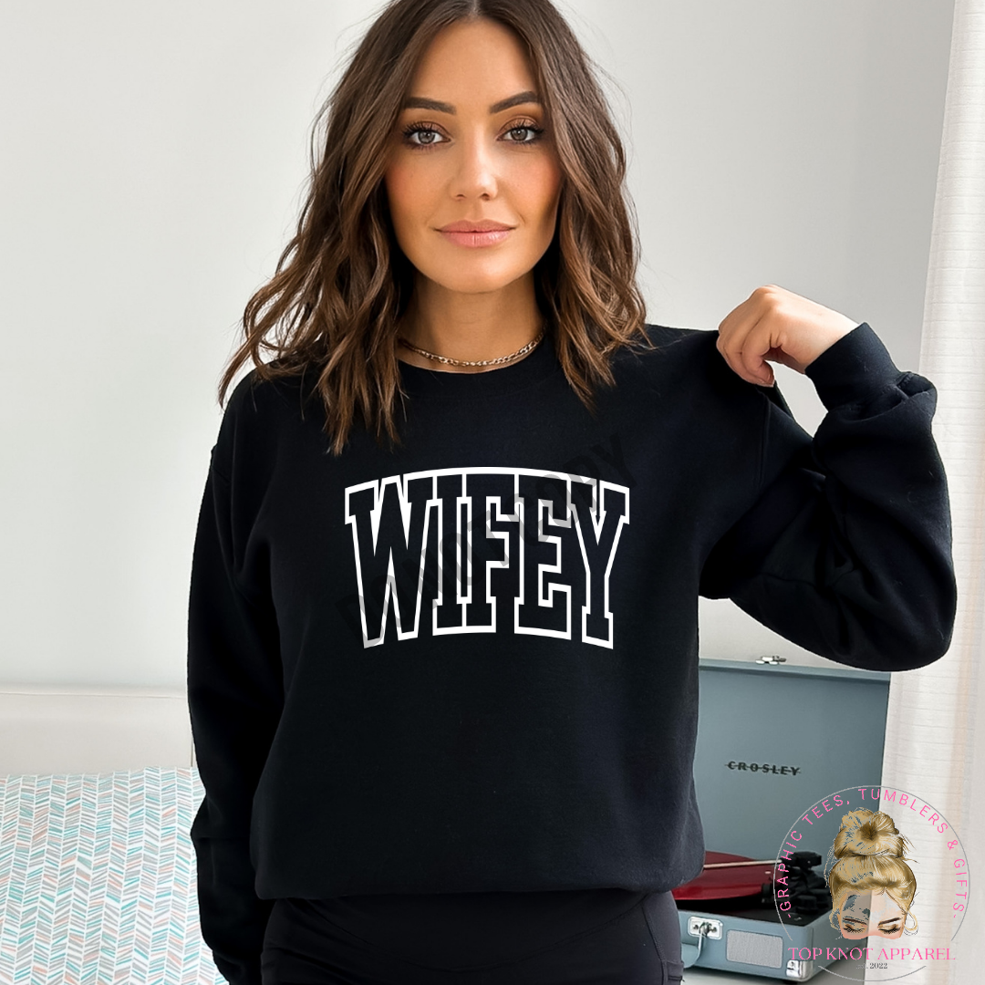 Wifey White Block Letters Sweatshirt