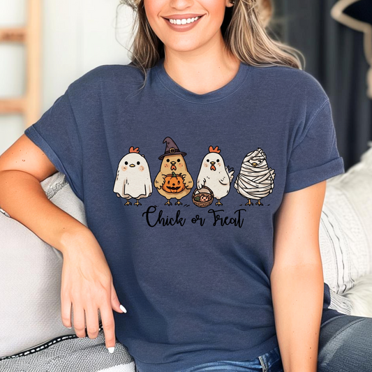 Clucking Cute Halloween Tee – Chick or Treat Graphic Shirt