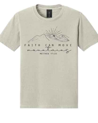 Faith Can Move Mountains Matthew 17:20 Christian Graphic Tee