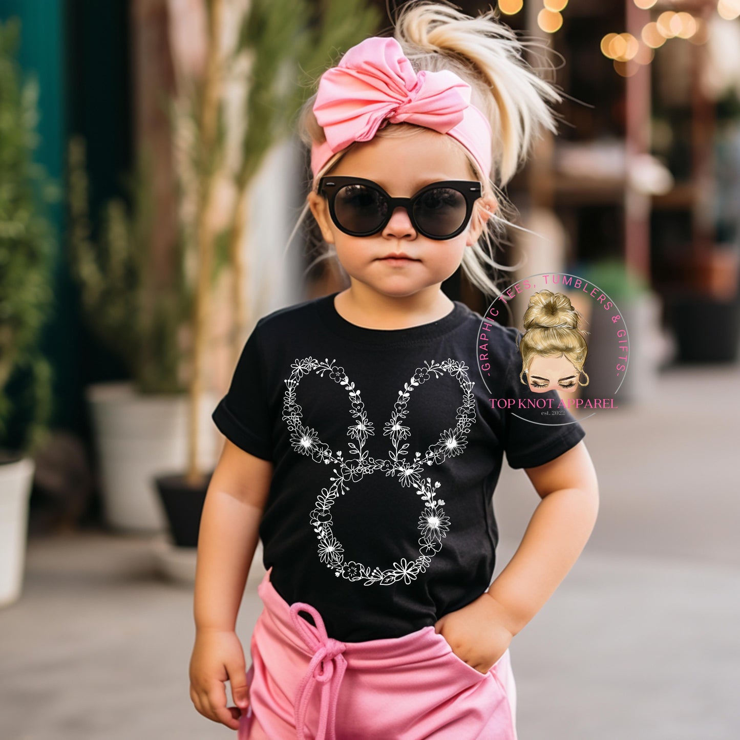 Easter T-shirt  Kids (Floral Outline of Bunny Head)