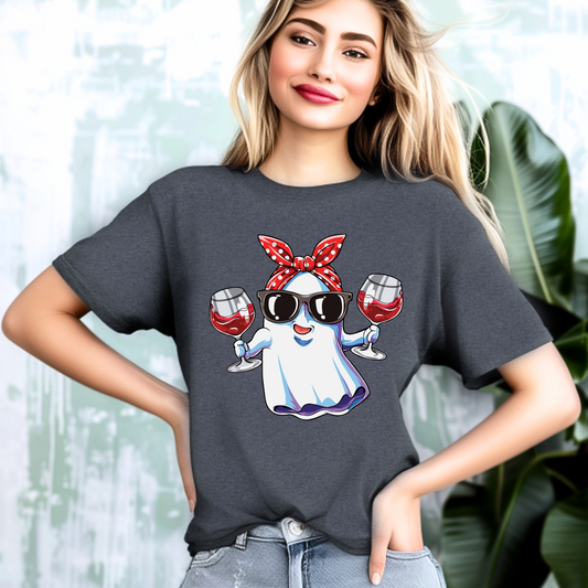 Boozy Babe Ghost Tee – Halloween Wine Lover Shirt