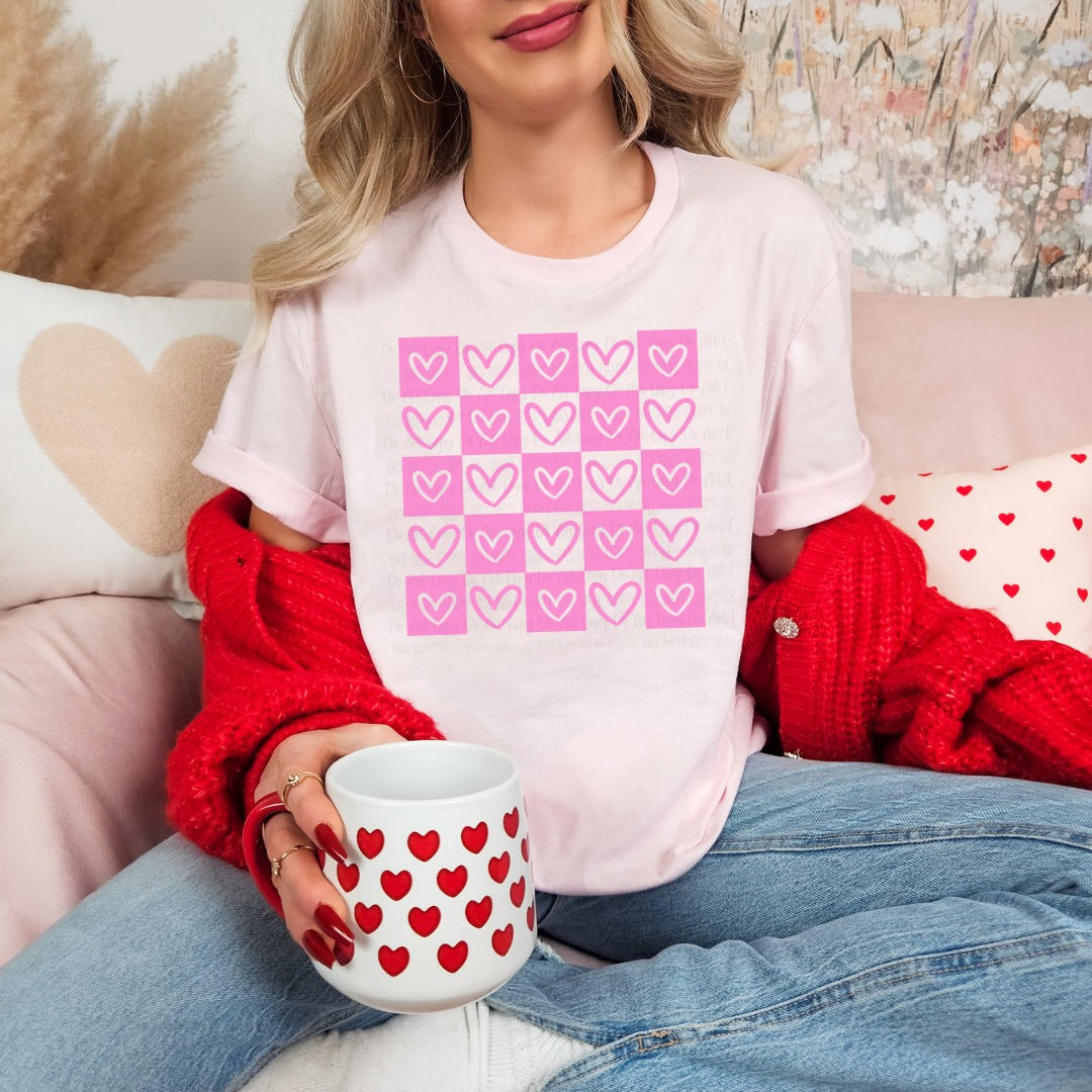 Pink Heart Checkerboard T-Shirt