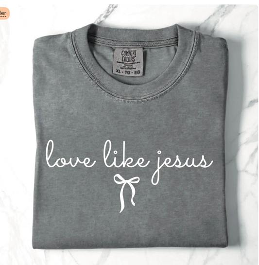 Love Like Jesus Bow Tee – Christian Script Faith T-Shirt