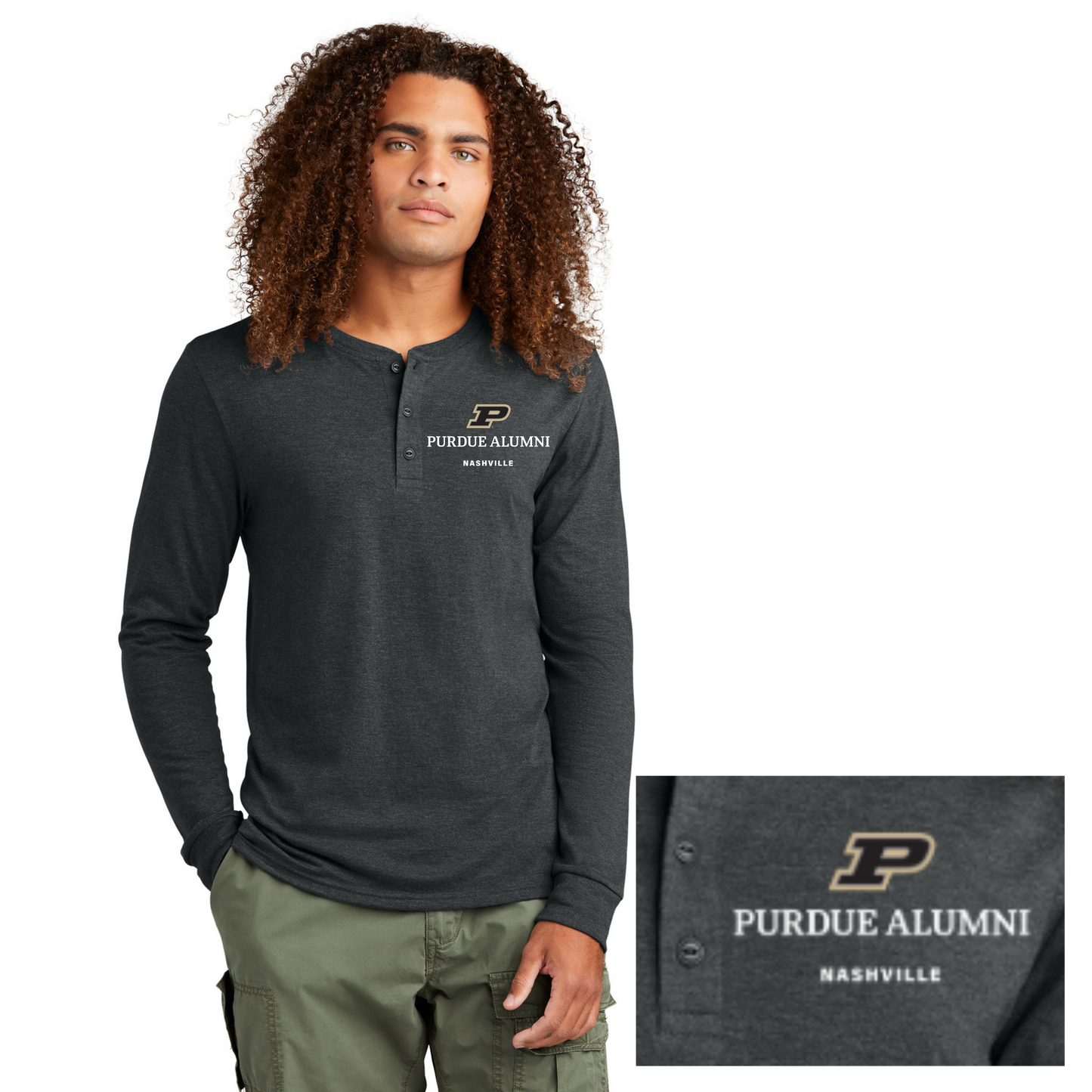 Purdue University Alumni Nashville Chapter Henley Shirt - Embroidery