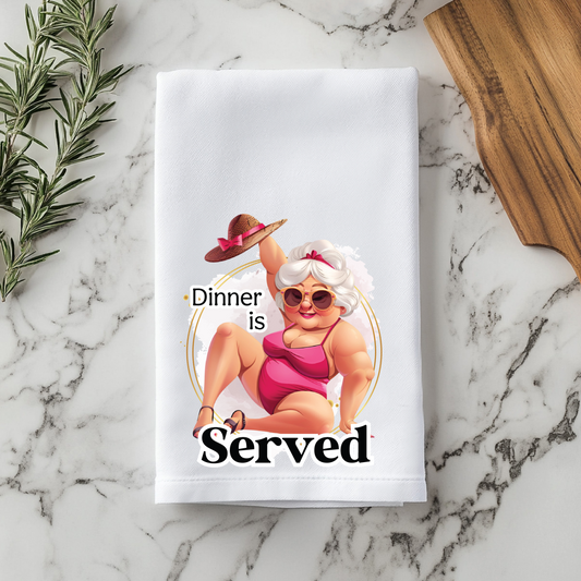 Dinner is Served Kitchen Towel